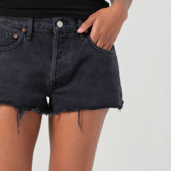 AGOLDE Parker Vintage Cut Off Shorts Size 26 in Theme Black - Picture 1 of 6